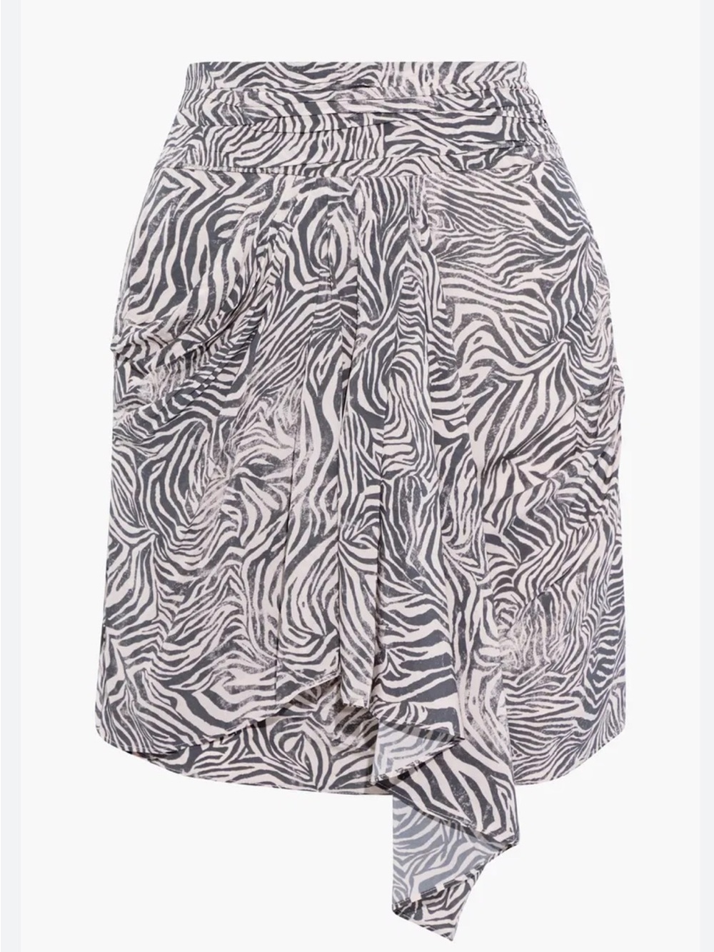 NWT IRO Siowa Draped Zebra-Print Crepe De
Chine Mini Skirt